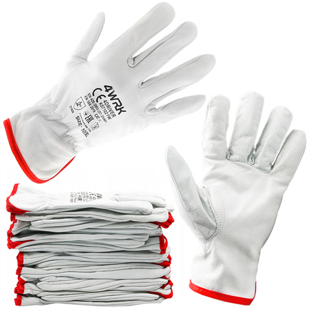 Pracovní rukavice kožené vel. 10 XL bílé 12 párů