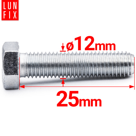 Metrický šroub M12x25 pozinkovaný DIN 933 třída 8.8 1kg