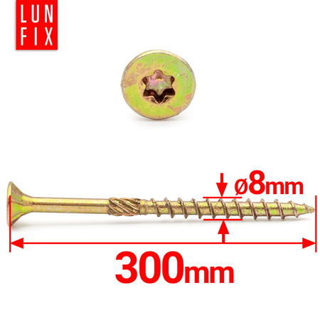 Tesařský vrut se zápustnou hlavou 8x300 50ks.