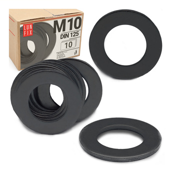 Plochá podložka M10 černý pozink DIN125 10ks.