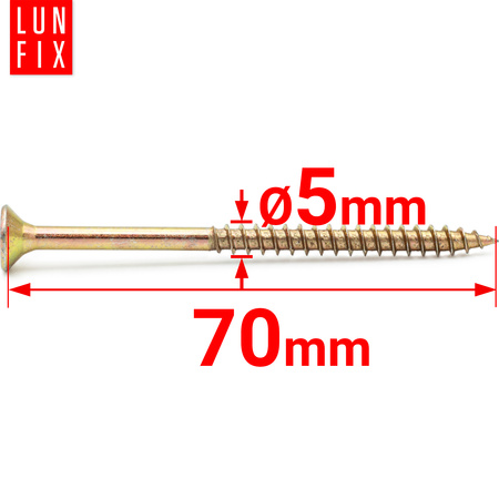 Vrut se zápustnou do dřeva a dřevotřísky 5x70 200ks.