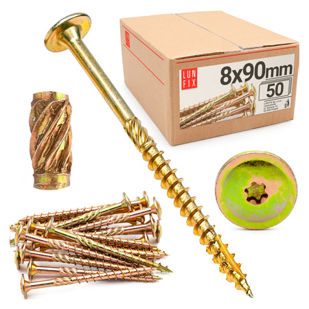 Tesařský talířový vrut 8x90 do dřeva WKCP 50ks.