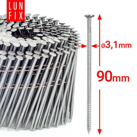 Hřebíky pro hřebíkovačku 90mm 3,1x90 3,5" na drátu 3600ks.