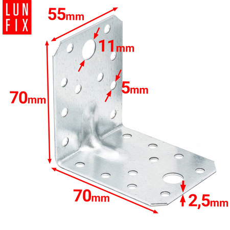 Úhelník s prolisem KP4 70x70x55x2,5 1 ks.
