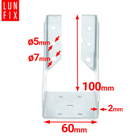 Závěs trámu 60x100x2 mm dělená botka