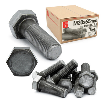 Metrický šroub M20x65 DIN 931 třída 5.8 černý 1kg
