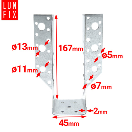Závěs trámu 45x167 mm spojovací botka