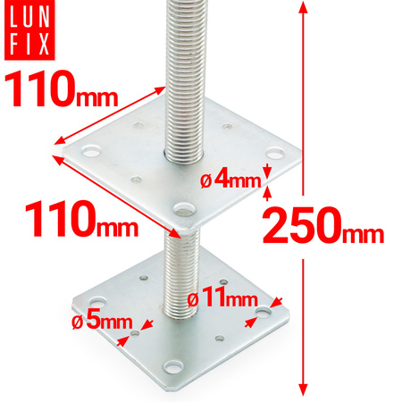 Šroubovací kotevní patka s závitem 110x110x250