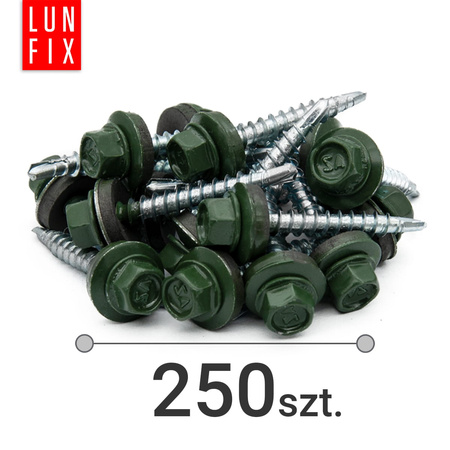 Samořezný vrut do plechu 4,8x25 zelený RAL 6020 250ks.