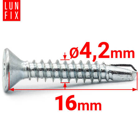 Samovrtný vrut se zápustnou hlavou 4,2x16 pro kov PH 1000ks.