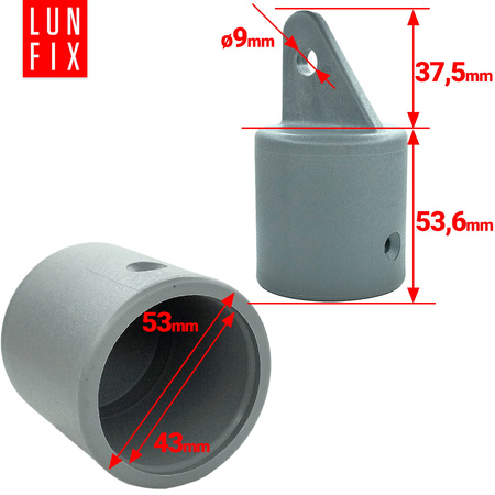 Koncovka na rozpěru fi42mm šedá, světlá