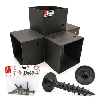 Spojka trámů X 10x10cm + šrouby