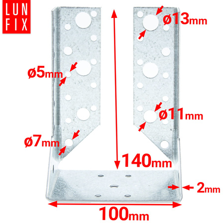 Závěs trámu 100x140x2 mm dělená botka