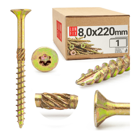 Tesařský vrut se zápustnou hlavou 8x220 1ks.
