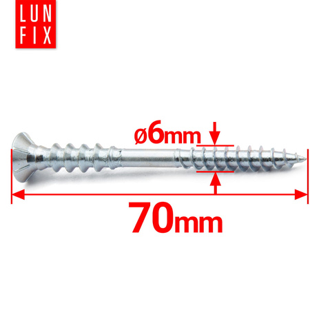 Distanční vrut 6x70 se zapustnou hlavou pozinkovaný TORX30 100ks