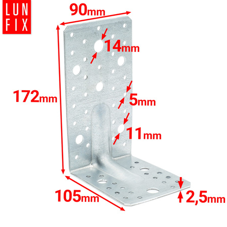 Úhelník s prolisem KP6 172x105x90x2,5 1ks.