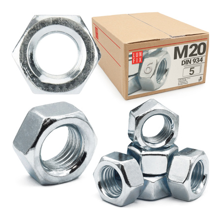Šestihranná matice M20 DIN 934 třída 6 pozinkovaná 5ks.