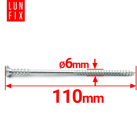 Distanční vrut 6x110 se zapustnou hlavou pozinkovaný TORX30 100ks