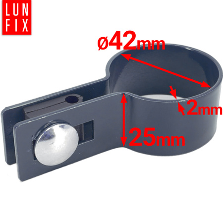 Příchytka plotového panelu koncová fi42 mm šedá