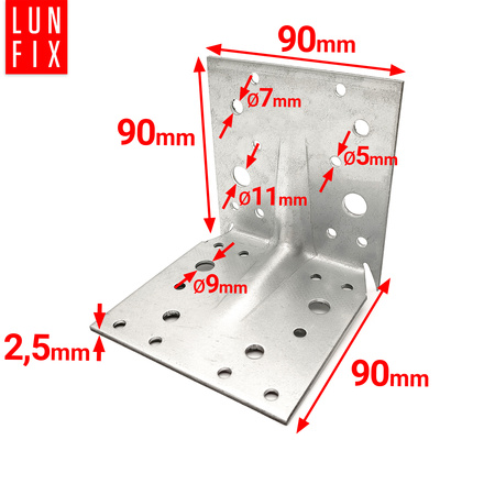 Úhelník s hrotem 90x90x90x2,5 tesařský 1 ks