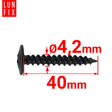 Šrouby na kov černé 4,2x40 s talířovou hlavou 50ks.
