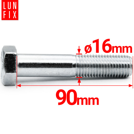 Metrický šroub M16x90 částečný závit DIN 931 třída 8.8 pozink. 1kg