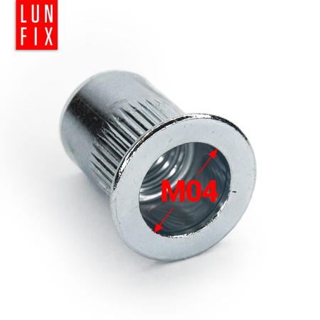 Nýtovací matice ocelová M4 zápustná hlava a rýhovaná stopka 50ks