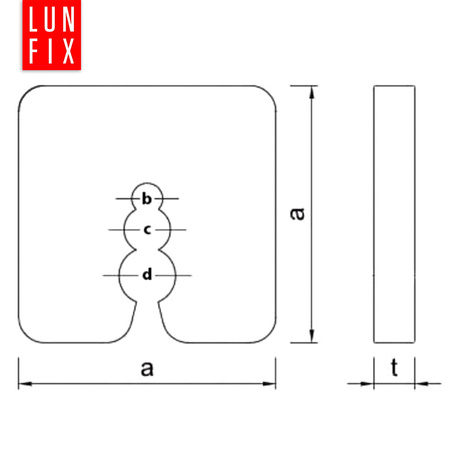 Distanční podložka 50x50x15mm 50 ks.