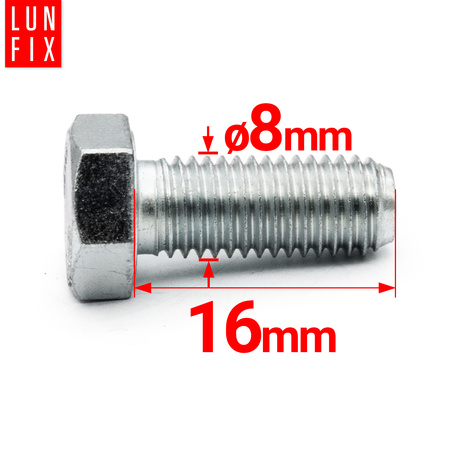 Metrický šroub M8x16 pozinkovaný DIN 933 třída 8.8 1kg
