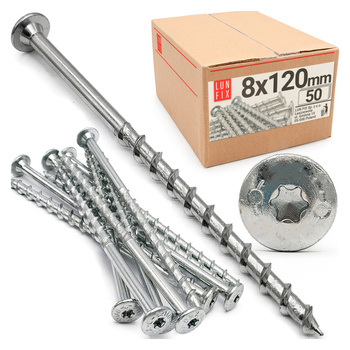 Vruty na beton 8x120 s talířovou hlavou TX30 50 kusů