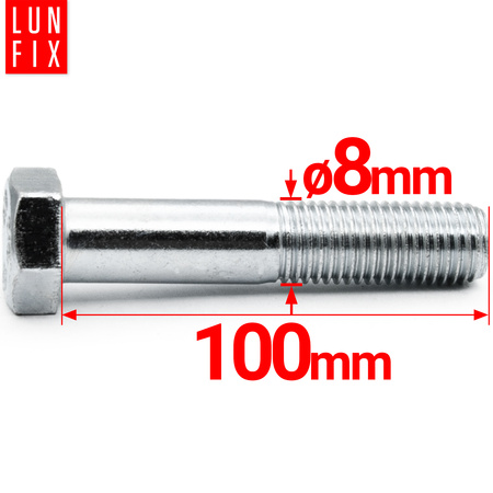 Metrický šroub M8x100 částečný závit DIN 931 třída 5.8 pozink. 1kg