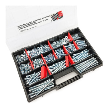 Sada válcových šroubů, matic a podložek M6 450 kusů