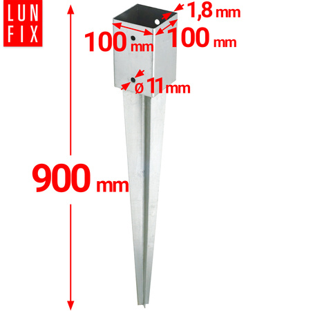 Zatloukací patka 100x100x900mm