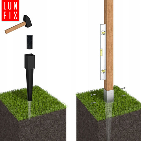 Zatloukací patka černá 120x120x750mm