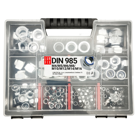 Sada samojistných matic 172 skusů DIN 985 M4-M16