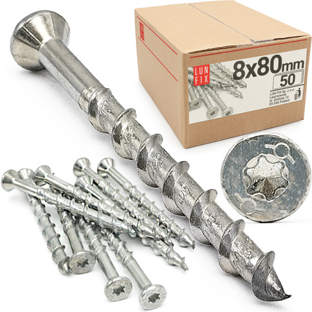 Vruty na beton 8x80 se zápustnou hlavou TX30 50 kusů
