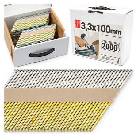 Hřebíky pro hřebíkovačku 100mm 3,3x100 hladké na papíře pozinkované 2000ks.