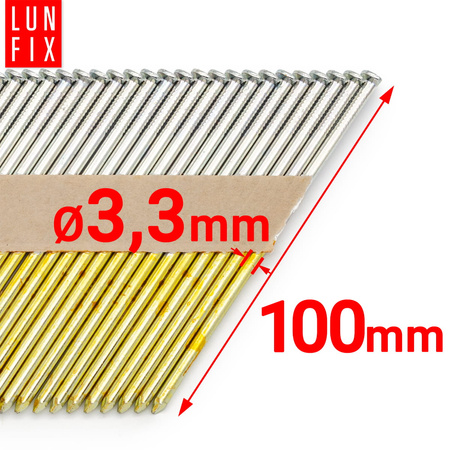 Hřebíky pro hřebíkovačku 100mm 3,3x100 hladké na papíře pozinkované 2000ks.