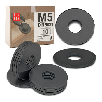Velkoplošná podložka M5 černý pozink DIN9021 10ks.