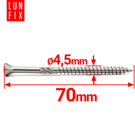 Terasový vrut 4,5x70 nerezový ocel C2 200 ks