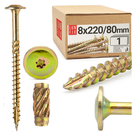 Tesařský talířový vrut 8x220 do dřeva WKCP 1ks.