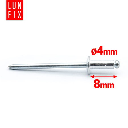 Nýt trhací 4x8mm hliník/ocel se zapuštěnou hlavou 50ks