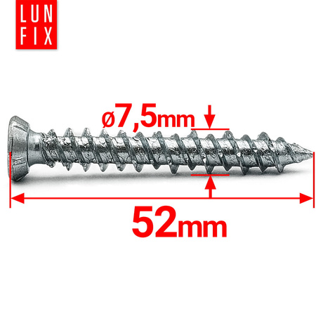 Vrut na okenní a dveřní rám 7.5x52 pozink 100 ks.
