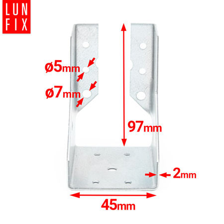 Závěs trámu 45x91x2 mm dělená botka