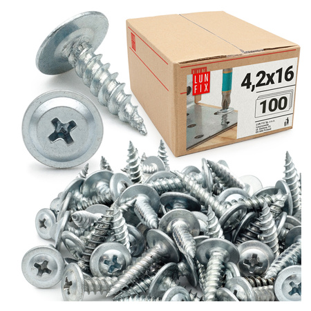 Samovrtný vrut s podložkovou hlavou 4,2x16 do kovu WPC 100ks.