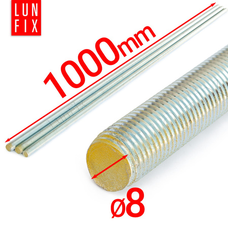 Závitová tyč M8 pozinkovaná 1000 mm 8.8 10ks.