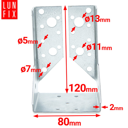 Závěs trámu 80x120x2 mm dělená botka