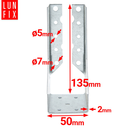 Závěs trámu 50x135x2 mm dělená botka