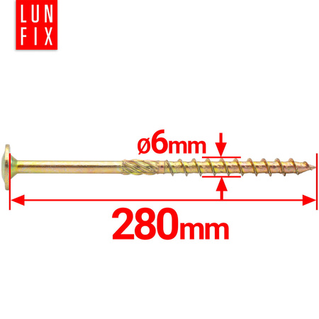 Tesařský talířový vrut 6x280 do dřeva WKCP 50ks.