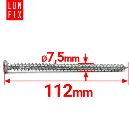 Vrut na okenní a dveřní rám 7.5x112 pozink 100 ks.